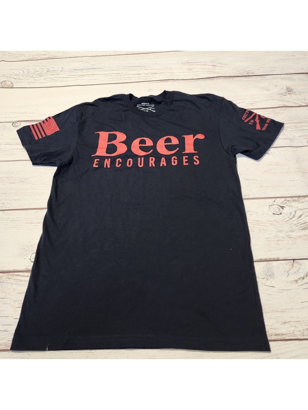 Grunt Style Beer Encourages black graphic T-shirt Size Medium